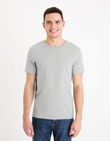 T-shirt col rond coton stretch - gris