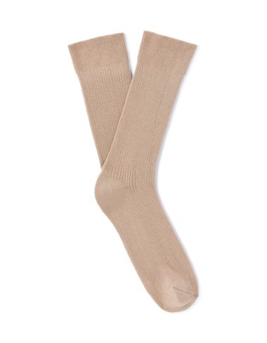 Chaussettes hautes en maille côtelée - beige