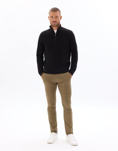 P.02 Pantalon chino slim en coton stretch longueur standard - gris foncé