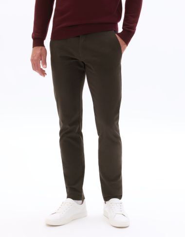 P.02 Pantalon chino slim en coton stretch longueur standard - marron foncé