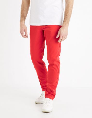 Pantalon chino slim twill stretch - rouge
