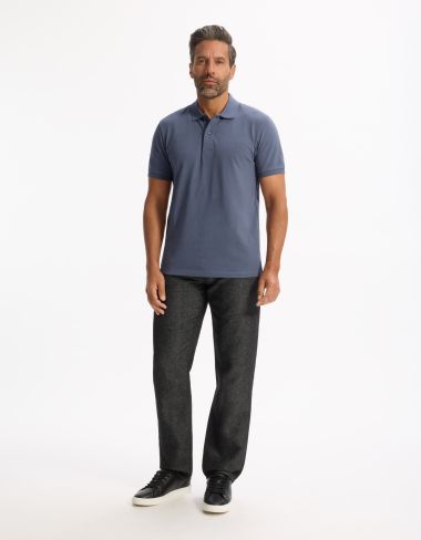 Polo piqué straight 100% coton - bleu gris