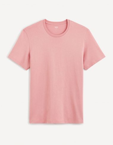 T-shirt straight col rond 100% coton - rose