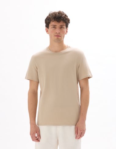 T-shirt regular col rond 100% coton - beige