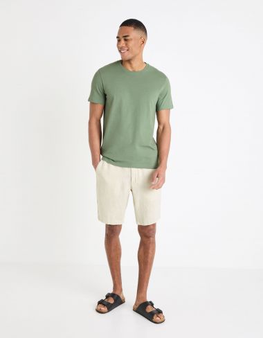 T-shirt straight col rond 100% coton - vert