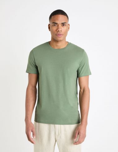 T-shirt straight col rond 100% coton - vert