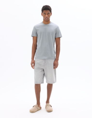 T-shirt regular col rond 100% coton - gris bleu