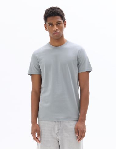 T-shirt regular col rond 100% coton - gris bleu