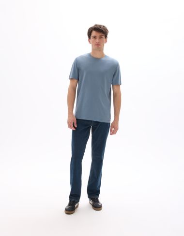 T-shirt regular col rond 100% coton - bleu