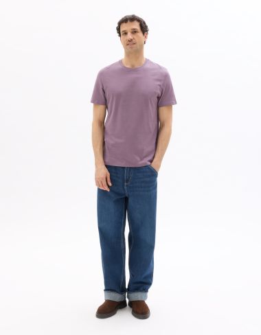 T-shirt regular col rond 100% coton - violet