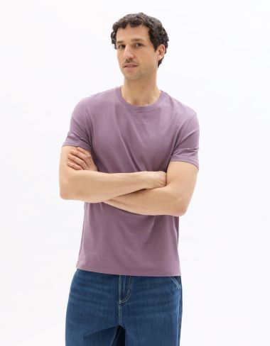 T-shirt regular col rond 100% coton - violet