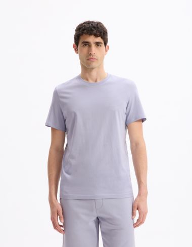 T-shirt straight col rond 100% coton - lavande