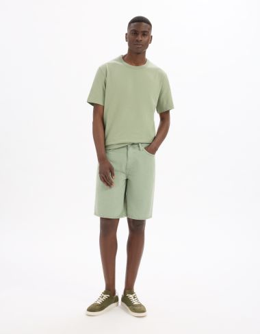 T-shirt boxy col rond 100% coton - vert