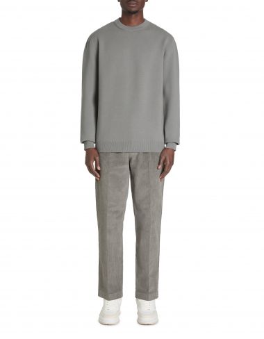 Pull col rond coton mélangé - gris