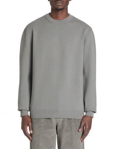 Pull col rond coton mélangé - gris
