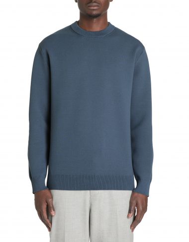 Pull col rond coton mélangé - marine