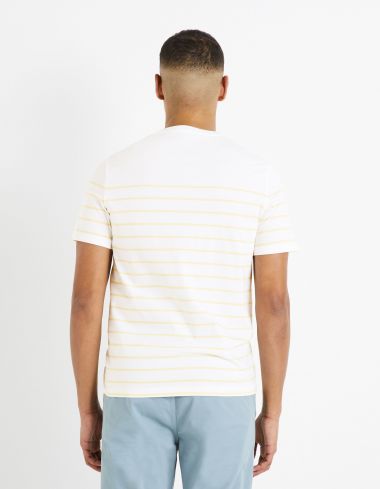 T-shirt col rond marinière 100% coton - jaune
