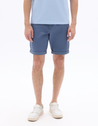 Bermuda chino en coton stretch - bleu moyen