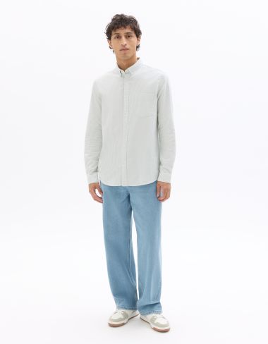 Chemise regular à rayures 100% coton oxford - vert