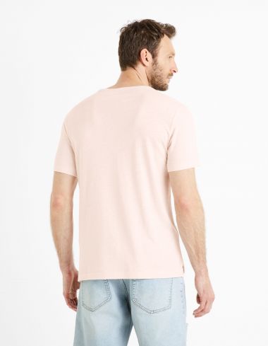 T-shirt col rond 100% lin - rose