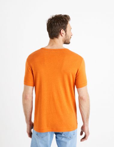 T-shirt col rond 100% lin - orange