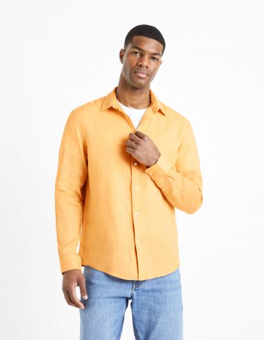 Chemise regular 100% lin - orange