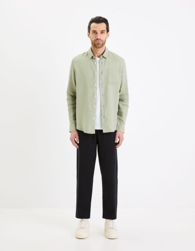 Chemise regular 100% lin - vert sauge