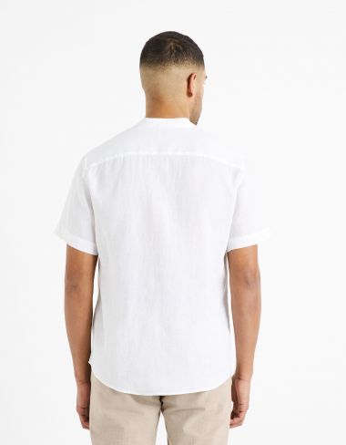 Chemise col mao regular 100% lin - blanc