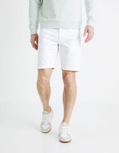 Short en jean coton élasthanne - blanc