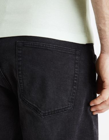 Short en jean coton élasthanne - noir