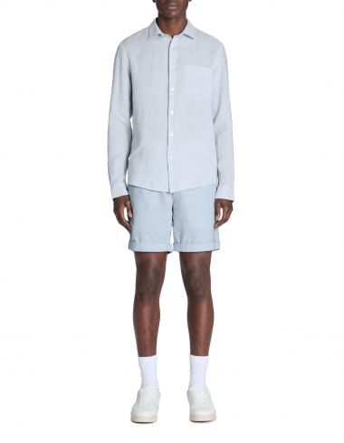 Bermuda en lin et coton - bleu clair