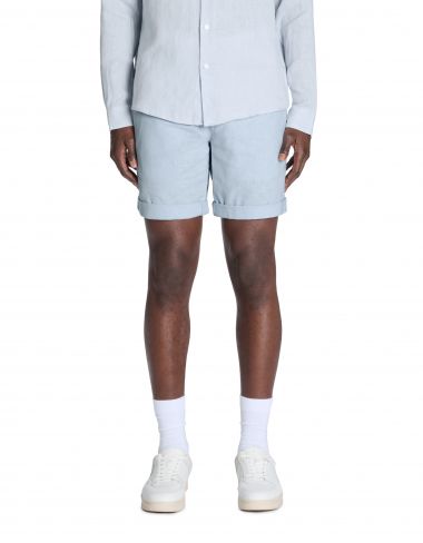 Bermuda en lin et coton - bleu clair