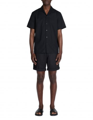 Bermuda en lin et coton - noir