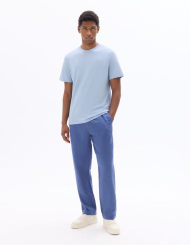 Pantalon straight 100% lin - bleu foncé