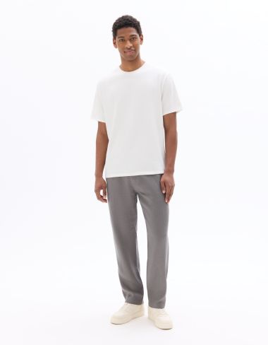 Pantalon straight 100% lin - gris foncé