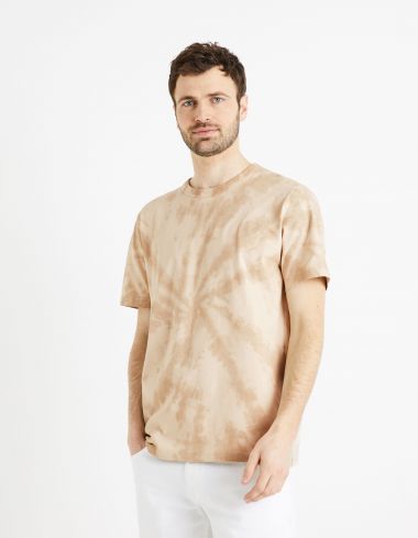 T-shirt col rond 100% coton - marron clair