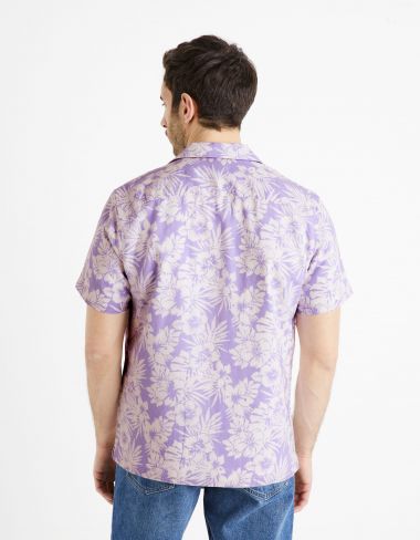 Chemise boxy lin coton - parme