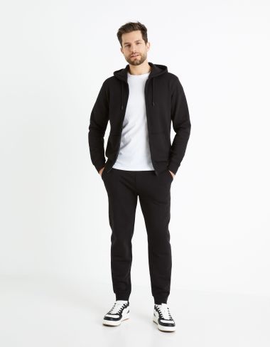 Sweat zippé à capuche 100% coton - noir