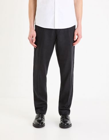 Pantalon chino slim en lin - noir