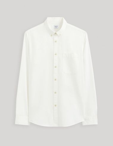 Chemise col boutonné regular 100% coton - blanc