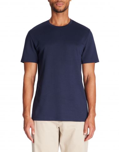T-shirt straight col rond coton mélangé - marine