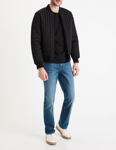 T-shirt straight col rond coton mélangé - noir