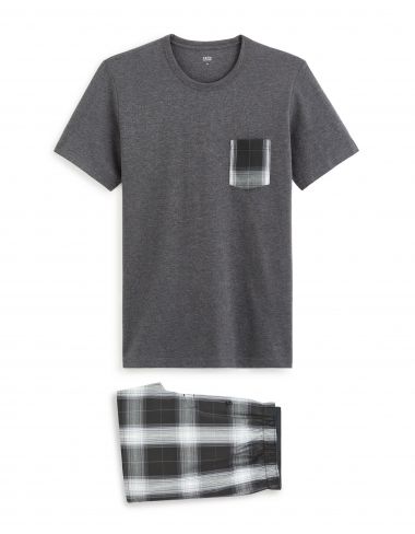 Pyjama haut et bas coton mélangé - anthracite