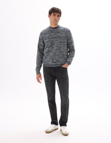 Jean C.15 straight stretch maille 3 longueurs - noir