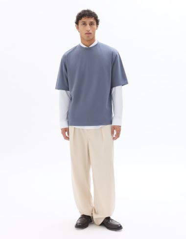 T-shirt oversize col rond - bleu