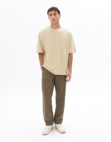 T-shirt oversize col rond - beige clair