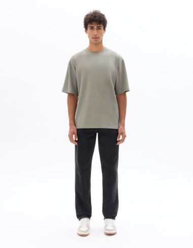 T-shirt oversize col rond - gris taupe