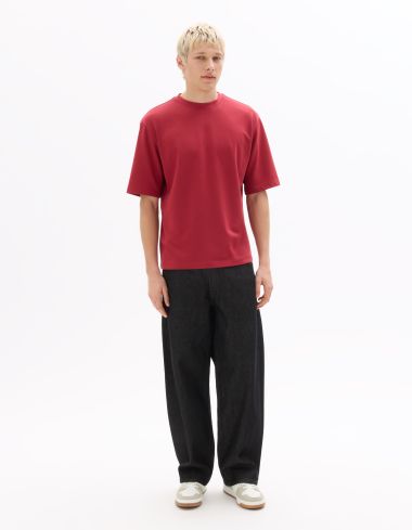 T-shirt oversize col rond - rouge