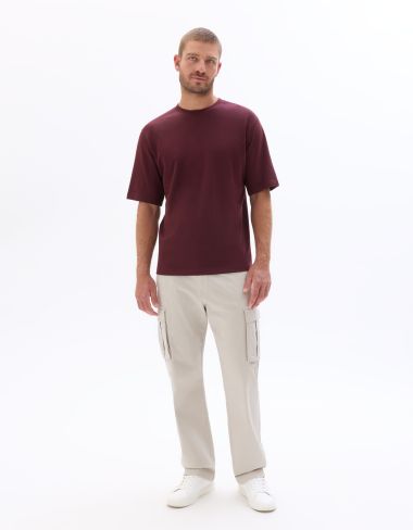 T.04 T-shirt oversize col rond - rouge foncé