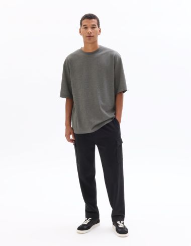T.04 T-shirt oversize col rond - anthracite chiné